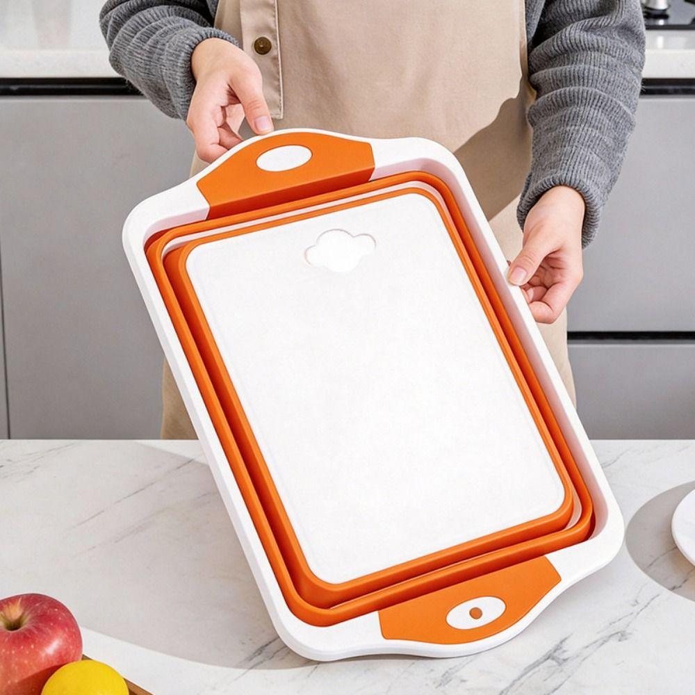 3 in 1 Folding Vegetable Board BPA Free Fruit Basket Collapsible Cutting Board  Household