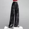 Women Pants Elastic High Waist Adjustable Drawstring Wide Leg Trousers Tie Dye Print Summer