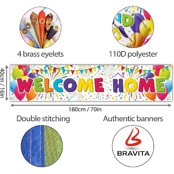 Welcome Home Banner - Welcome Back Decorations - 6 X 1.3ft - We Missed You Banner (White)