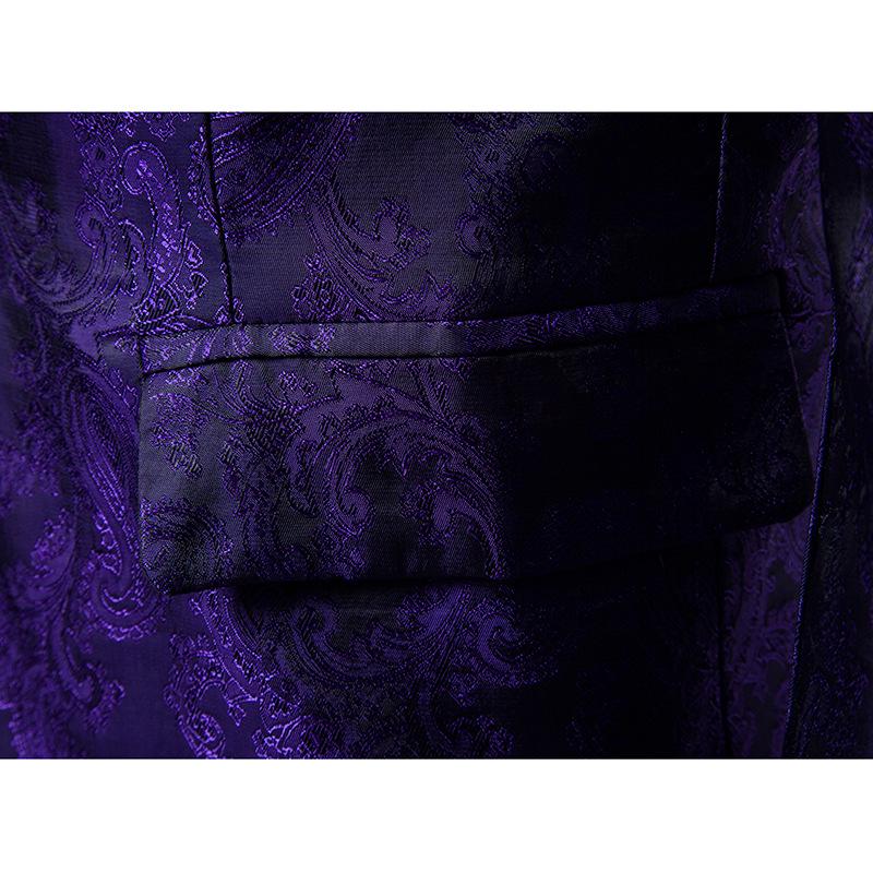 Men's Plus Size Court Style Dark Pattern Single Button Slim Fit Jacket