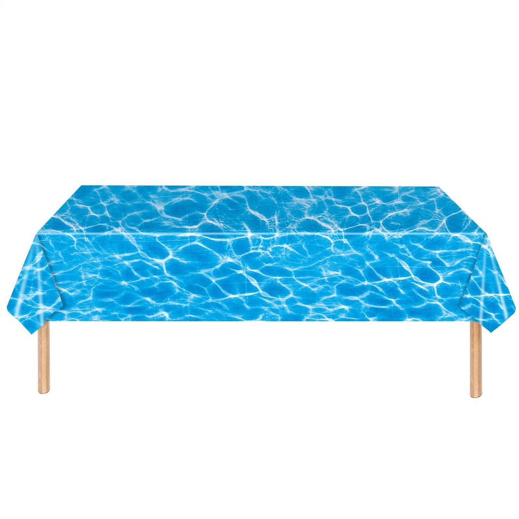 Tischdecke mit Meeresmotiv „Blaues Meer“ – Tischdecke mit Wellenmuster – Tischdecke für Geburtstagsfeiern, Kinder- und Erwachsenenpartys, Sommerparty-Tischdecke, 137 x 274 cm
