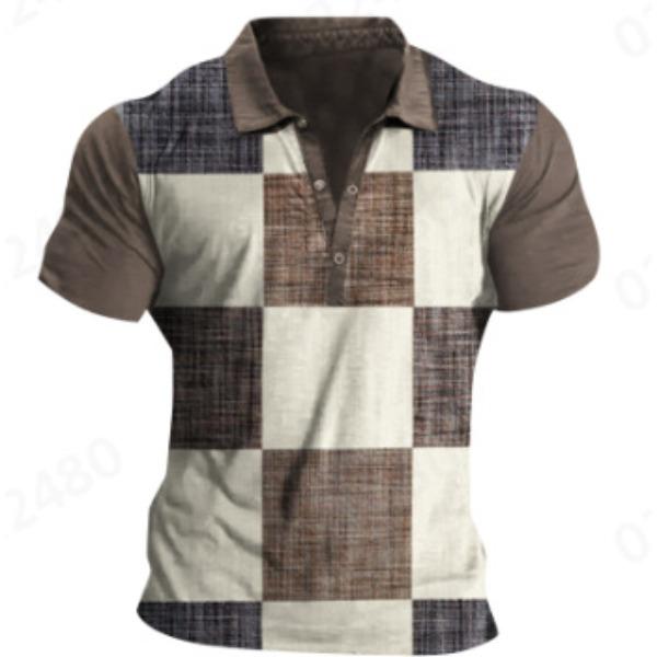 Independent Station Men'S Short Sleeve Polo Shirt 3D Digital Printing Casual Trend Lapel Shirt