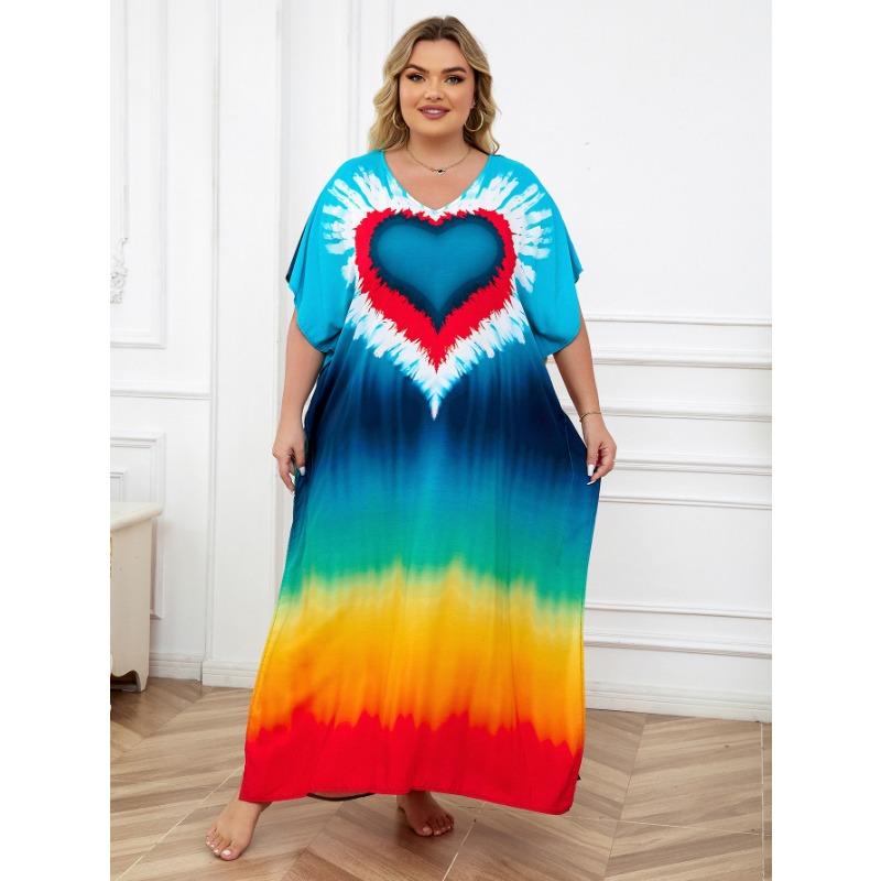 

Женская мода лето весна Love Letter Print рукава 1/2 V-образный вырез свободная талия повседневные платья Size: One Size