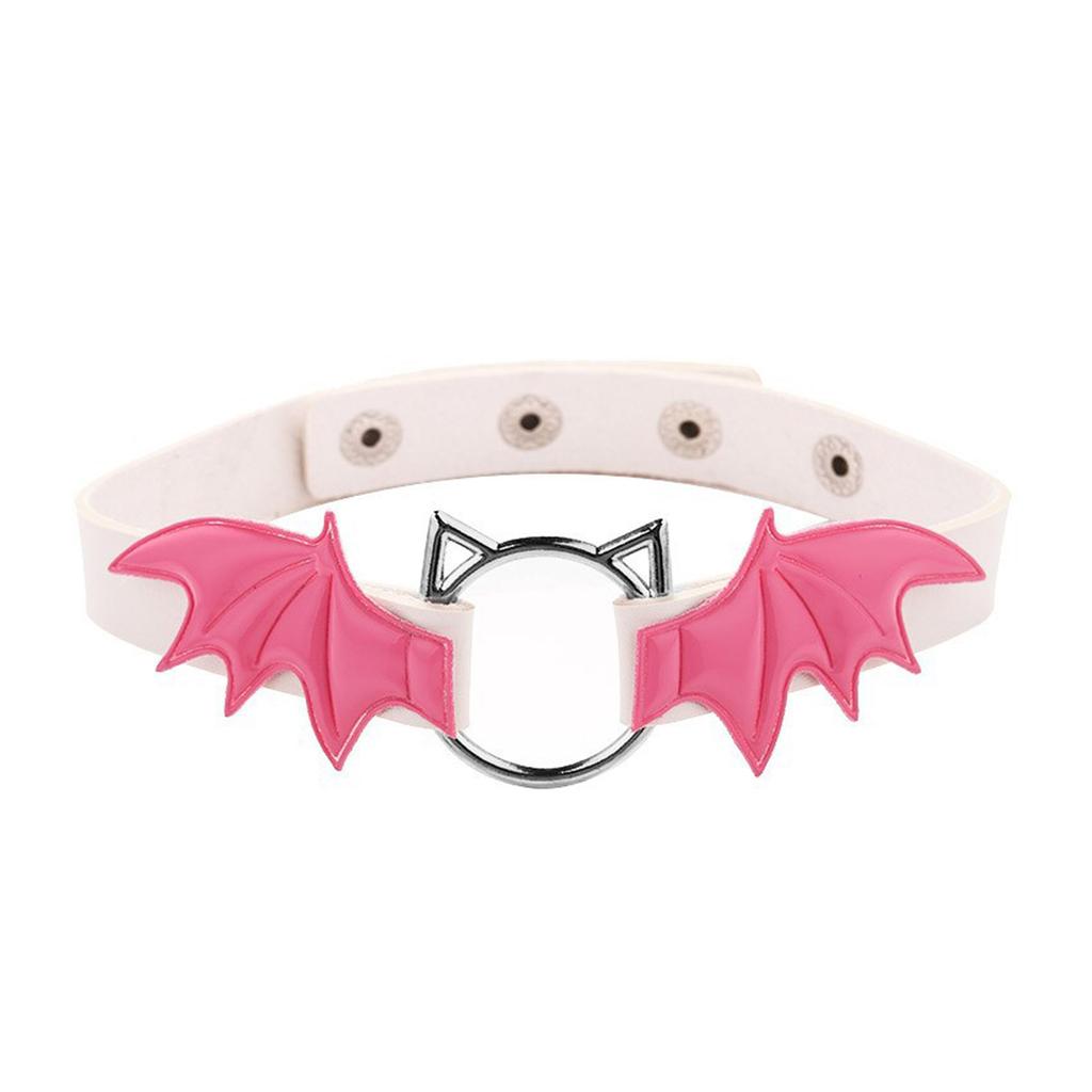 Colier de guler de guler din piele PU cu aripă de liliac Cat Cosplay Kitty Colier de guler pentru femei Punk Choker de pisică