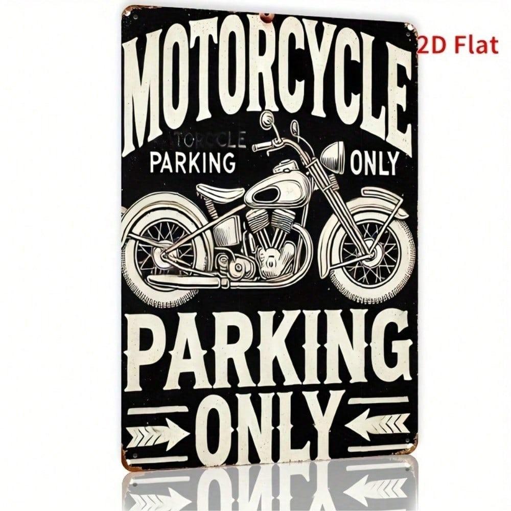Vintage Motorcycle Parking Metal Sign 8x12 Inch Waterproof Rustproof Flat Iron Wall Decor For Home Bar Cafe Classic Style