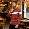 Maglione da Uomo Casual a Vestibilità Larga con Scollo Tondo e Fantasia a Righe, Pullover a Maniche Lunghe in Maglia per l'Uso Quotidiano