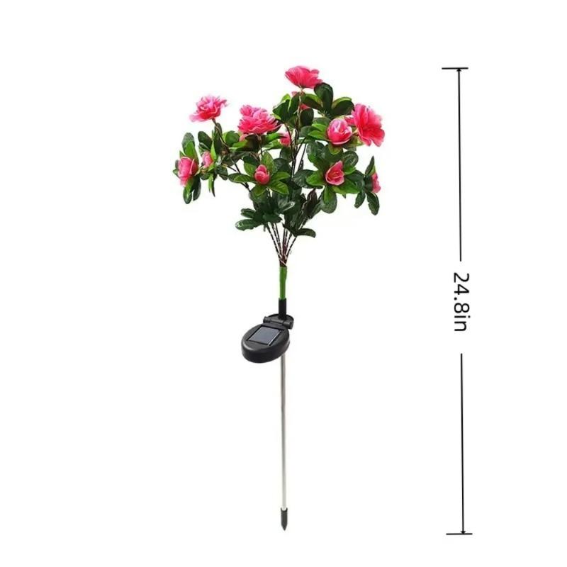 Solar Azalea Flower Stake Lights LED Waterproof Solar Powered Floral Garden Light for Outdoor Patio Yard Pathway Landscape Decor