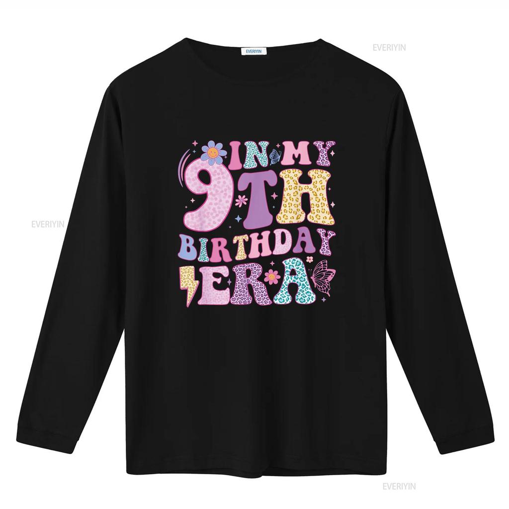 In My 9th Birthday Era Nine Bday 9 Year Old Girl T Shirt Vintage Washed Top For Everyday Wear Fashion Casual Homme Unisex