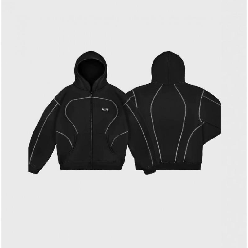 Loose Fit Zip-up Hooded Tracksuit Streetwear Style Unisex Women Casual Sportswear