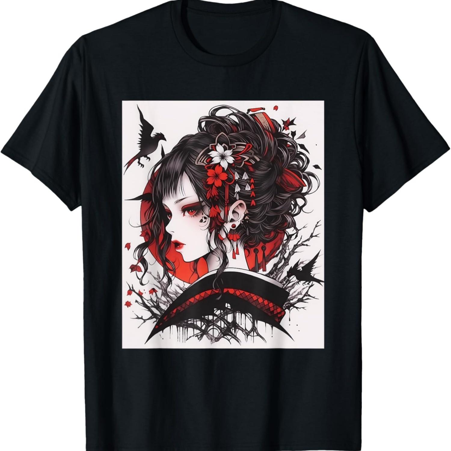 Темная Элегантность_ Графическая Футболка с Готической Красотой S чёрный