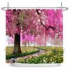 Rural Flowers Scenery Shower Curtain Dreamlike Blooming Flowers Tree Home Bathtub Decor Waterproof Polyester Bathroom Curtains