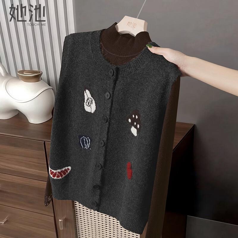 Women s Cartoon Knit Wool Blend Vest One Size