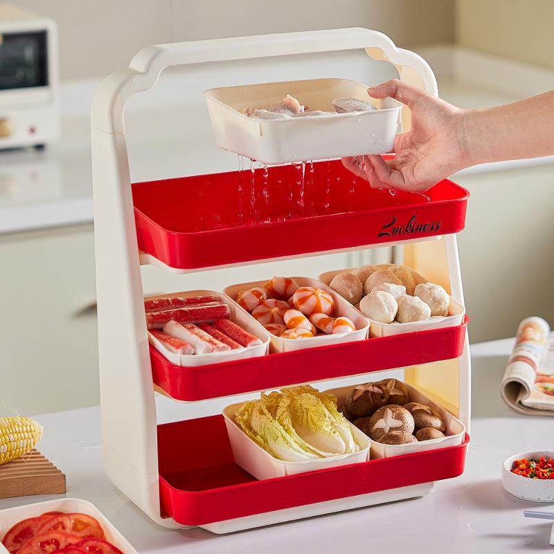 Multi-Layer Kitchen Hot Pot Side Dish Tray - Large Capacity Storage Plate