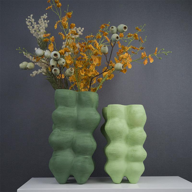 Creative Resin Vase Geometric Irregular Arc Ornaments Resin Craft Sculpture Flower Vase Handmade Art Furnishings Vases Pots