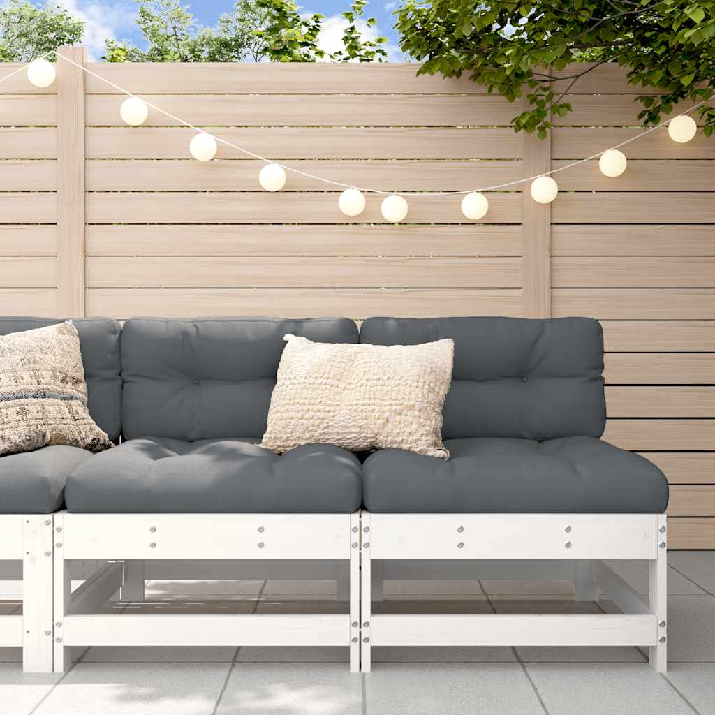 2 Piece White Pine Solid Wood Middle Sofas with Cushions