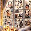 Cute Christmas Ice Cream Little Penguin Christmas Tree Glass Sticker Decoration for Windows Double-sided Display Window