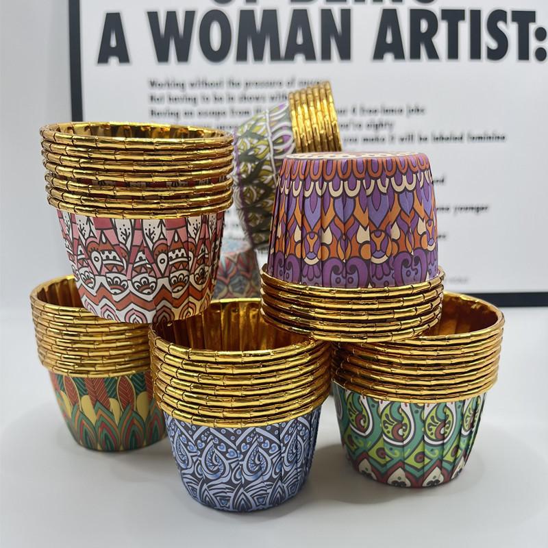 

50 шт. Золотые фольгированные вкладыши для кексов Рамадан Украшение для торта Форма для выпечки 2025 Муслим Ид Мубарак вечеринка Маффин Кекс Принадлежности