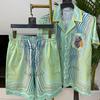 2024 Frühling Europäisches & Amerikanisches Trendiges Herren Freizeit Strandhemd und Shorts Set