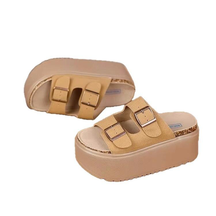 Thick-soled Slippers for Women's Summer Outer Wear 2025 New Popular Small Man Increases Height Soft-soled One-pedal Birkencool Slippers