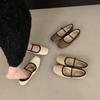 French Retro Simple Word with Square Head Shallow Mouth Single Shoes Women's 2025 Spring and Autumn New Lazy Flat Ballet Shoes