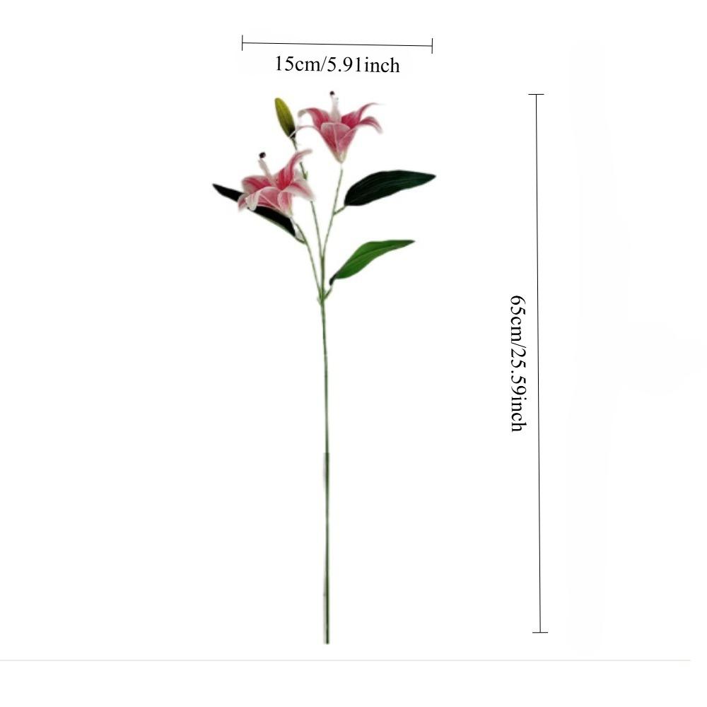 2 Heads Film Lily Artificial Flowers Fake Floral for Home Wedding Table Decor Ornament