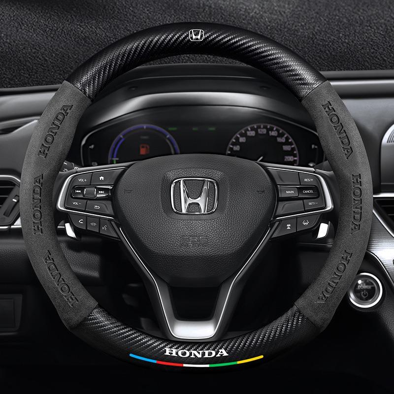 3D Logo Carbon Fiber Leather Car Steering Wheel Covers For Honda Civic Fit Jazz Accord Pilot CRV Odyssey Passport City Shuttle