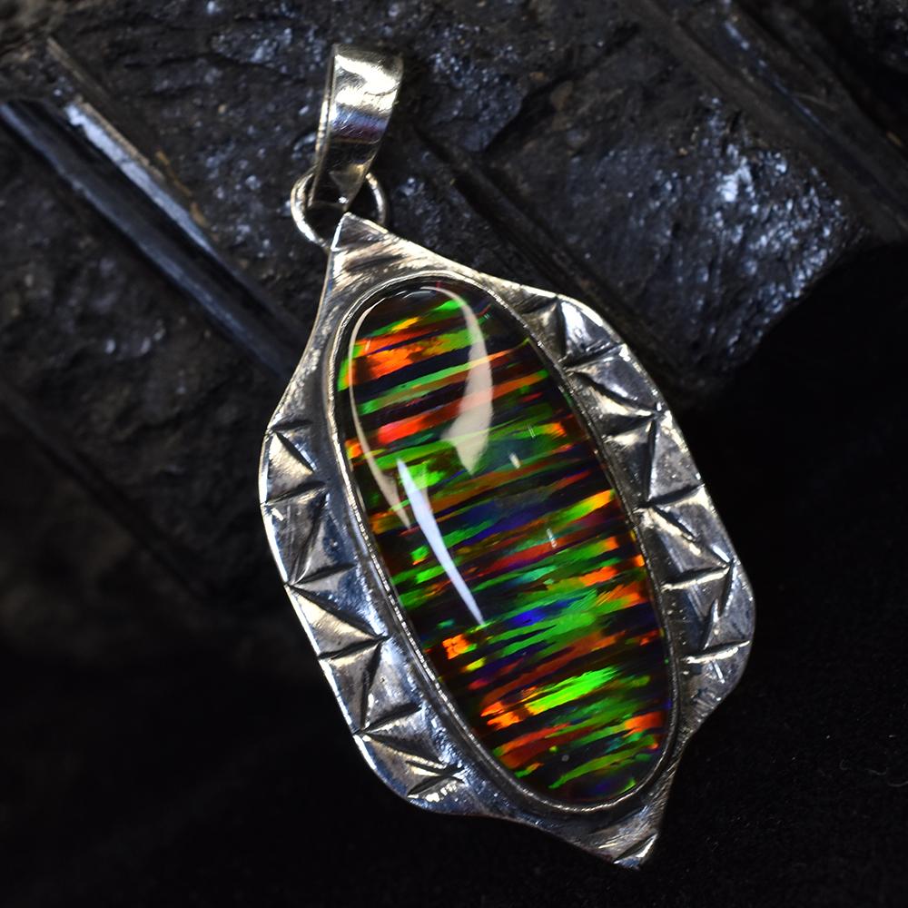 A+ Zertifiziert 40 Karat Natürlicher Ovaler 925er Sterlingsilber Schöner Opal Edelsteine Anhänger