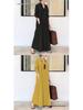 2026 European Cotton Linen Long Sleeve Lapel Shirt Dress with Patch Pocket – Casual, Loose Fit