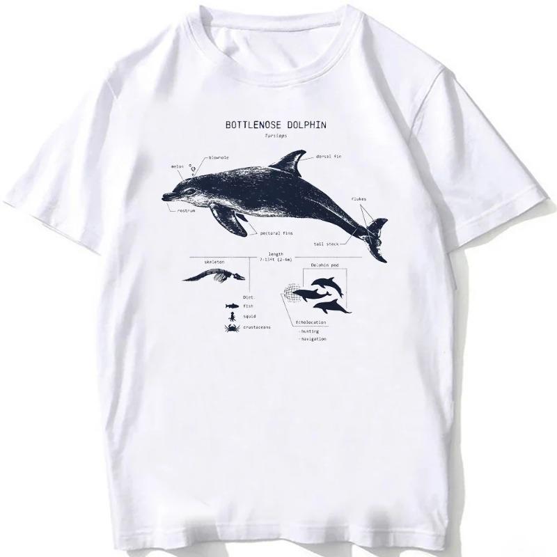Beach Diving White Tshirt Vintage Whale Shark Anatomy Biology Tshirt Unisex Casual T Shirts Aesthetic Clothes