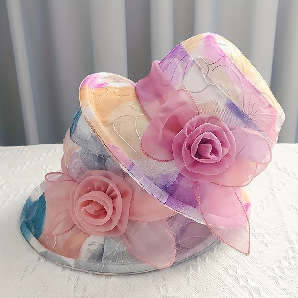 Pălărie elegantă din dantelă florală pentru femei Protecție solară perfectă pentru doamnele mature Ieșiri de primăvară până toamnă și îmbrăcăminte pe plajă