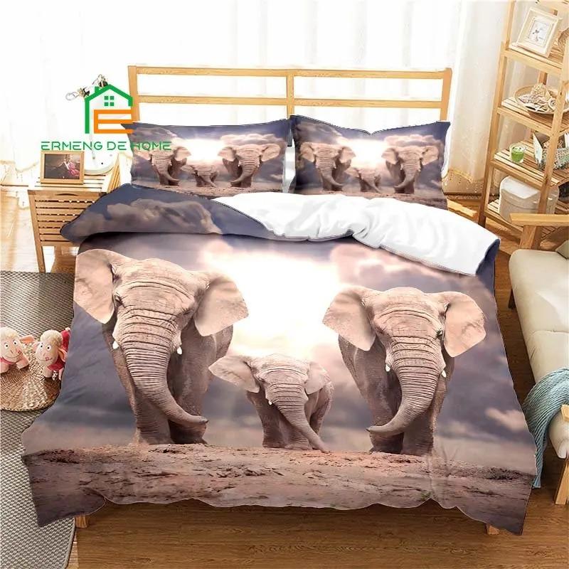 Animal Elephant Art Pattern Duvet Cover Set Bedding for Aldult Kids Bed Set Game Quilt Cover Comforter Cover Bedding Set