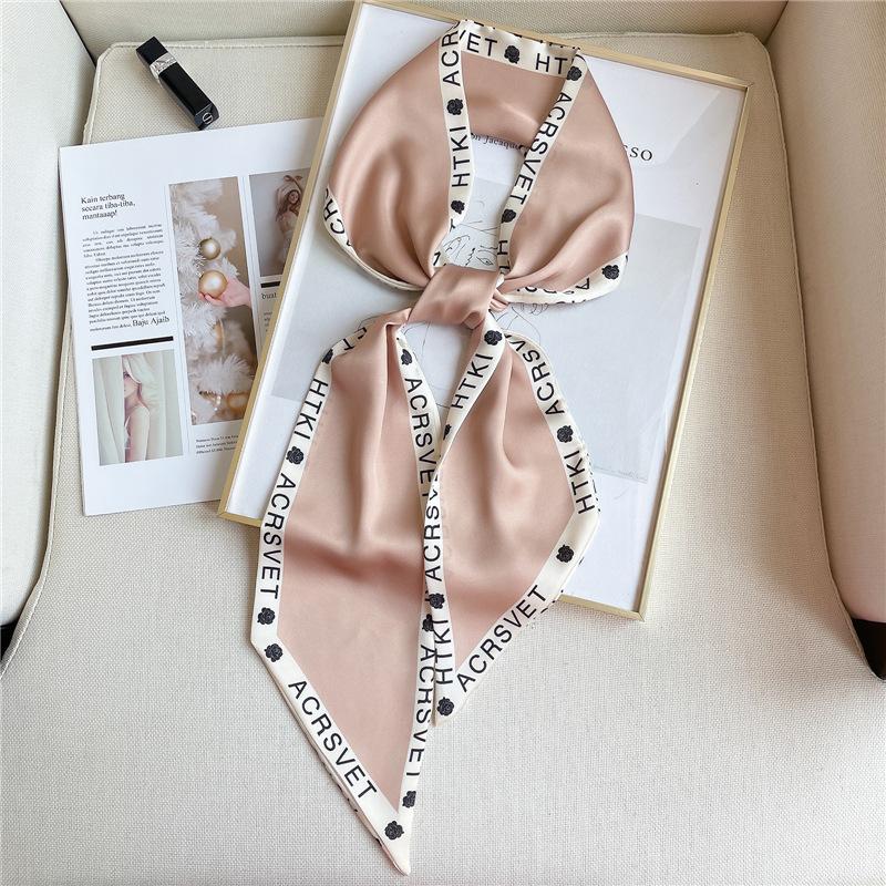 Fashion Print Hair Ribbon Scarf Women Neck Tie Bag Scarfs Satin Silk Skinny Headscarves Ladies Foulard Floral Bands New