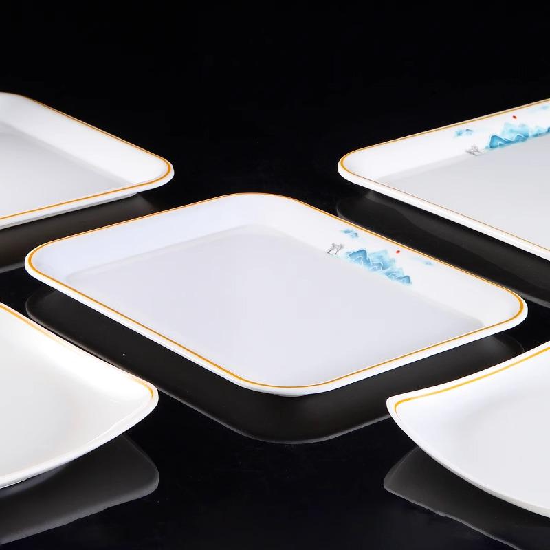 Commercial Rectangular Melamine Serving Tray for Cake, Dessert, Bread, Tea, and Fast Food Display