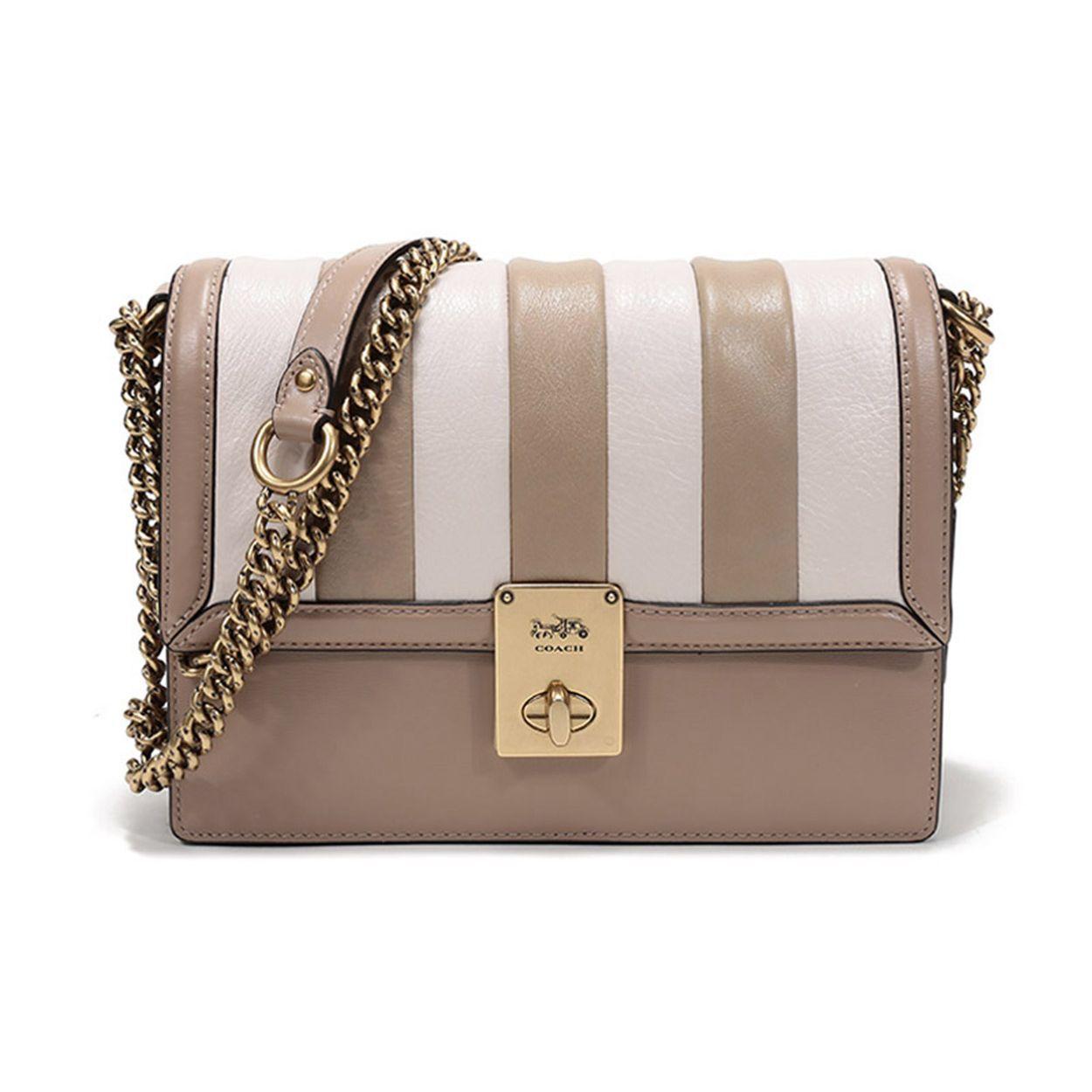 Coach Women Hutton Shoulder Bag Colorblock Quilted Leather Purse 739-B4PWQ Basic Set (Bag+Dust Bag)