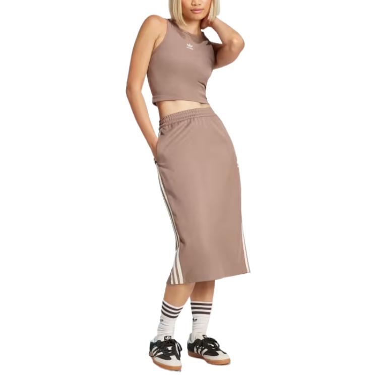 adidas Women's Essentials Ribbed Tank Top Trace Brown JC9009