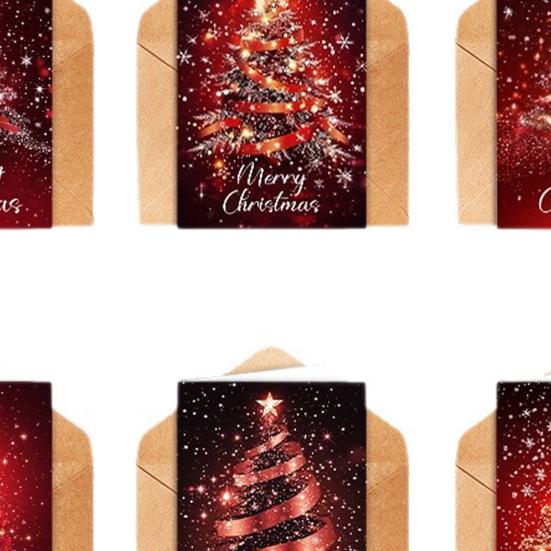 Christmas Greeting Cards for Relatives 6 Pcs Tree Cards, Merry Sparkly Festive Gift Holiday with Envelopes Winter, Xmas Party Supplies Winter Themed