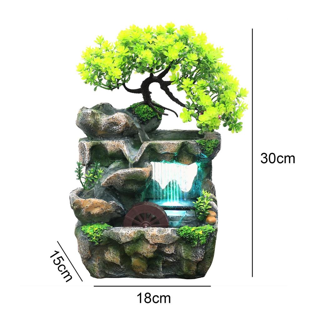 Indoor Waterfall Fountain Tabletop Resin LED Illuminated Landscape for Housewarming Room Ornament