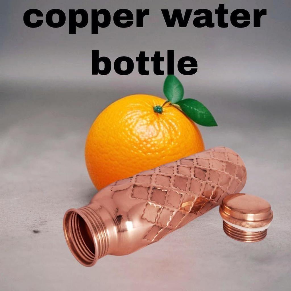 Pure Copper Water Bottle 950ml | Leak-Proof Ayurvedic Drinkware | Eco-Friendly Plain Copper Bottle 1000 ml (Pack of 1)
