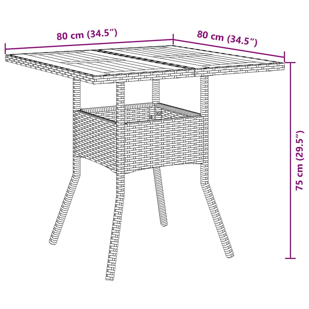 Garden Dining Set 3 Pcs Grey Poly Rattan