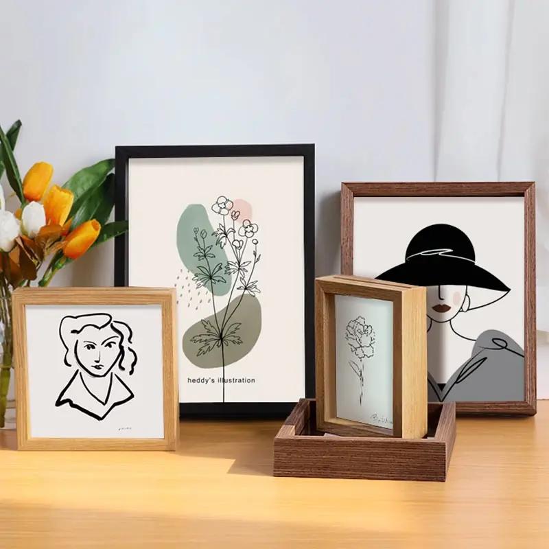 8-Inch Square A4 Instant Photoaphy Picture Frames Display Stand Calliaphy Artwo Double-Sided Transparent Glass Photo Frame