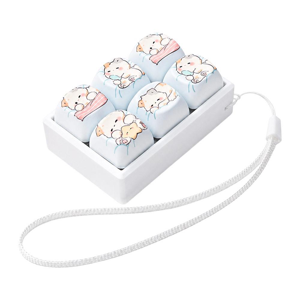Stress Relief Button Squeeze Keychain Cute Animal Shape Finger Keyboard Cap  Kids Adults