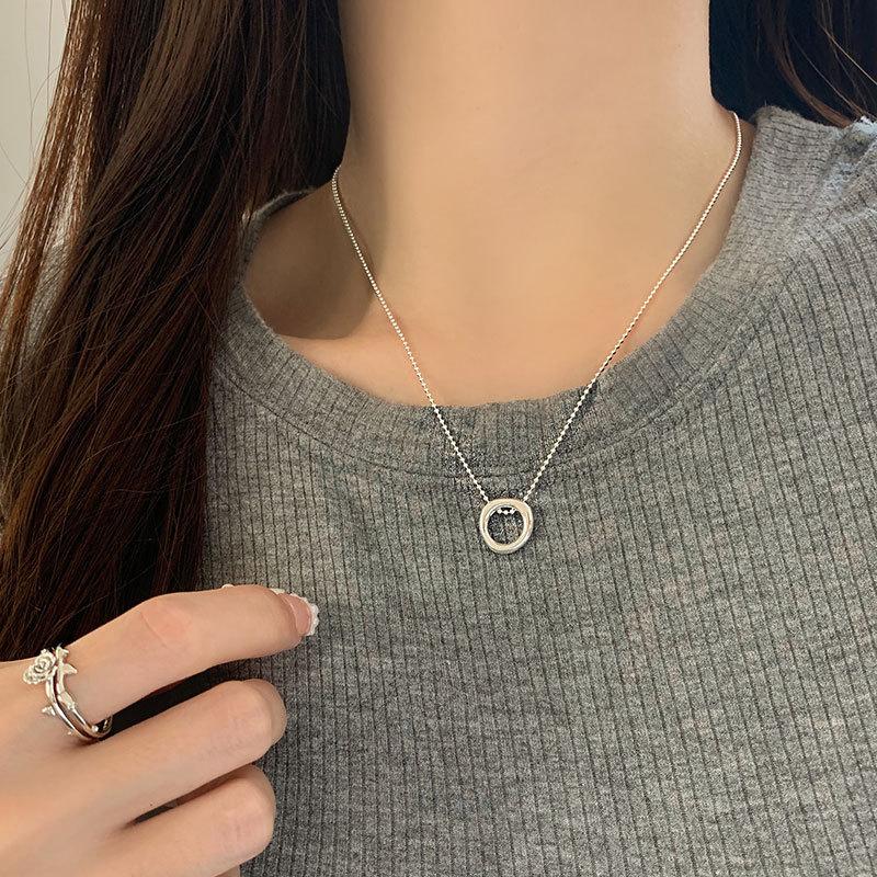 Round Bead Chain Irregular Ring Necklace Cold and Fashionable New Style Clavicle Chain for Women