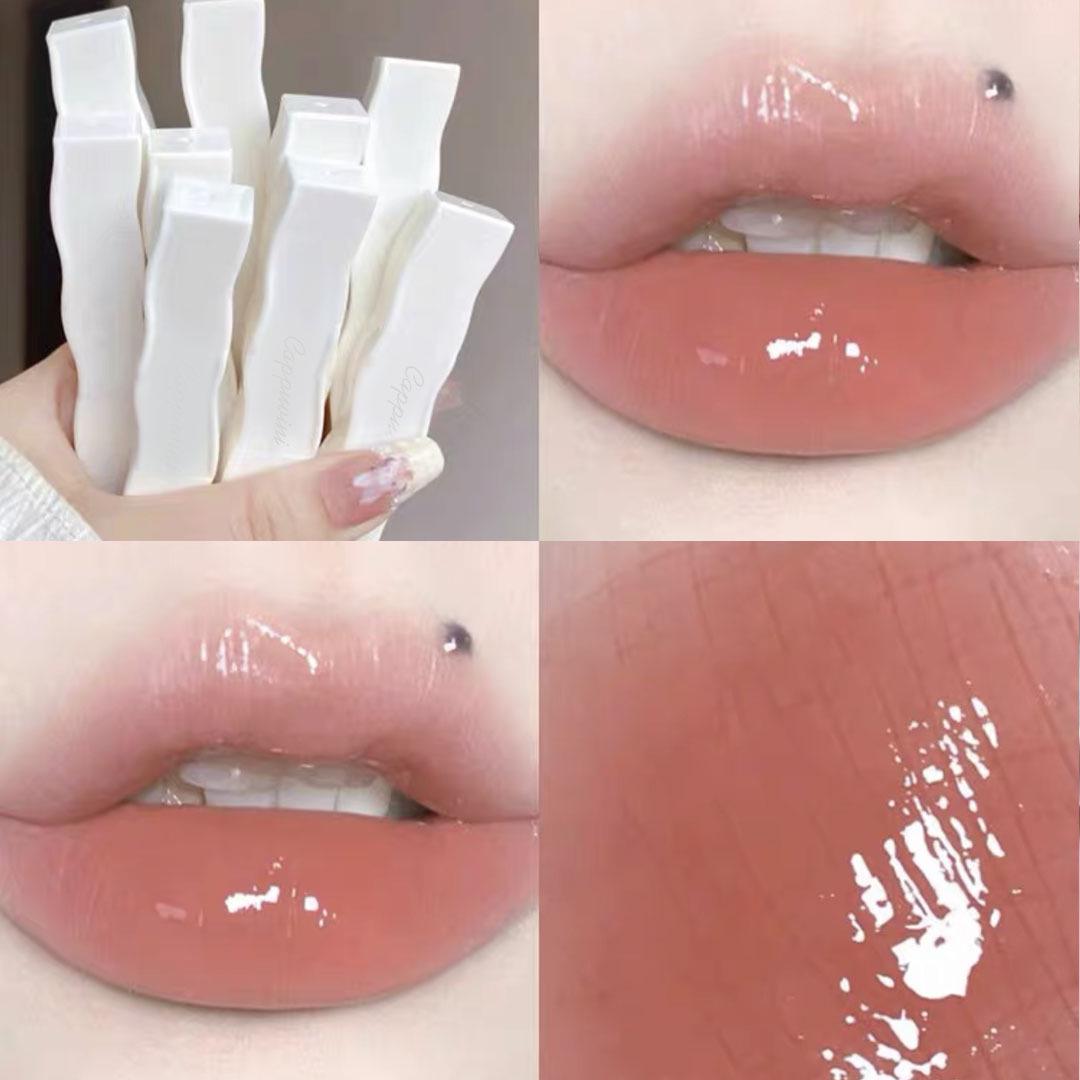 

Cappuvini Little White Tube: Moisturizing Solid Lip Gloss with Water Light Mirror Finish - Nourishing and Affordable Lipstick for Students.