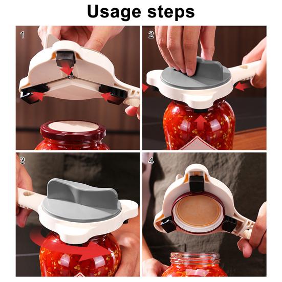 Can Opener Multi-Function Adjustable Rotatable Bottle Opener with Ergonomic Handle Lid Remover Tool for Seniors And Home Cooks Stainless Steel