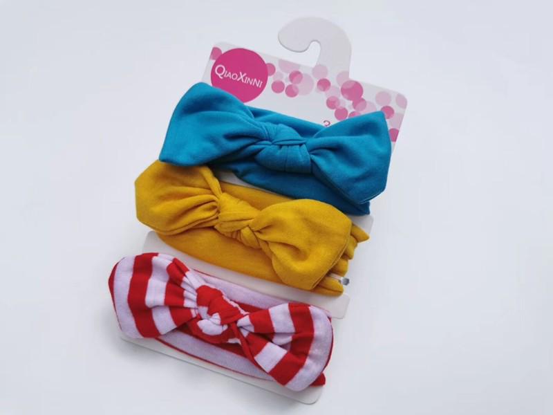 European & American Kids' Rabbit Ears Headband Set: 3-Piece Infant Bow Hair Accessories for Boys & Girls