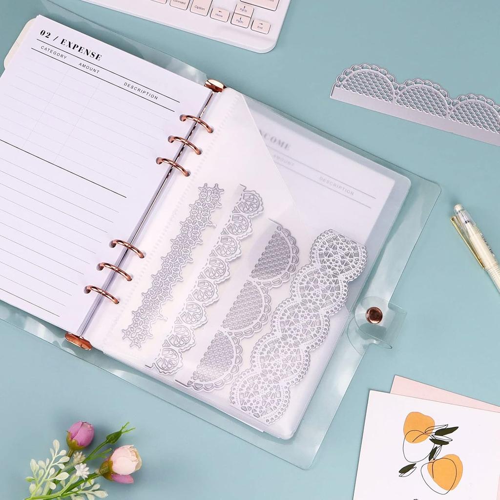 10 Pcs Plastic Binder Pocket Clear Poly Binder Organizer 6 Holes A5 Binder Folders for School and Office Supplies