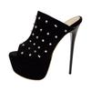 Neue Sexy Sommer Extreme Stiletto High Heels Plateau Damen Hausschuhe Design Stil Nieten Peep Toe Party Damenschuhe Zapatos Mujer