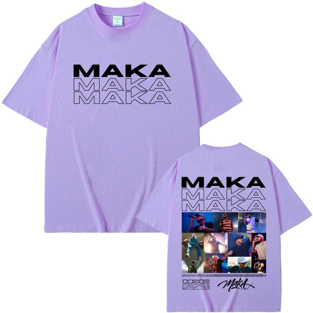 Rapper Maka Double Sided Print T-shirt Aura Tour Men Women Hip Hop Fashion Pop Music T Shirts Male Casual Black Vintage T Shirt