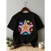 European Sizes Children's Summer Short-Sleeve T-Shirt, Cartoon Print Top for Girls, Featuring a Cute Design, Suitable for Outings and Daily