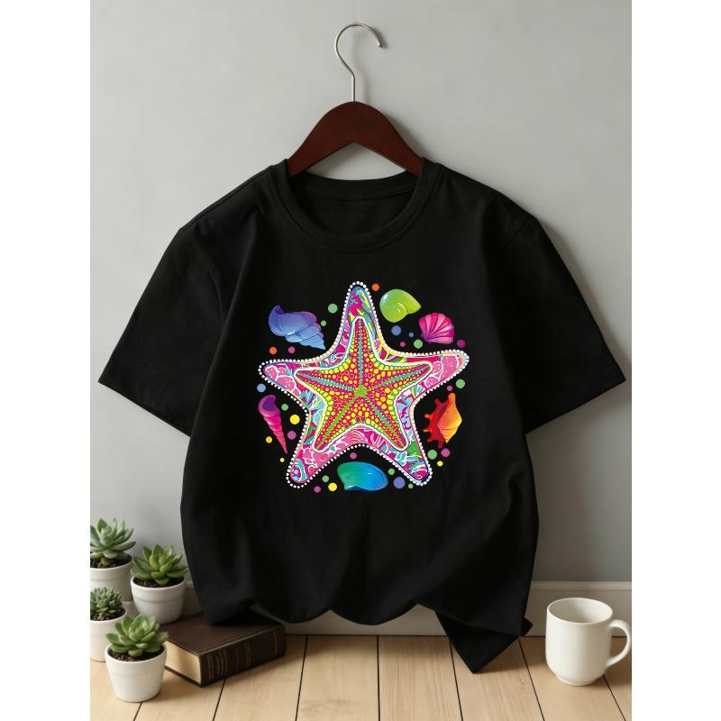 European Sizes Children's Summer Short-Sleeve T-Shirt, Cartoon Print Top for Girls, Featuring a Cute Design, Suitable for Outings and Daily